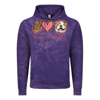 Cloud Purple Peace Love Bulldog Vintage Hoodie - Jasminsmagicworld