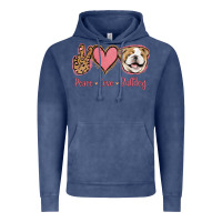 Vintage Denim Peace Love Bulldog Vintage Hoodie - Jasminsmagicworld