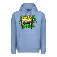 Colony Blue St. Patrick's Day Cow Premium Hoodie - HowdyJamesFarm