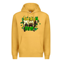 Mustard St. Patrick's Day Cow Premium Hoodie - HowdyJamesFarm