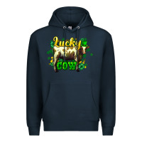 Navy St. Patrick's Day Cow Premium Hoodie - HowdyJamesFarm