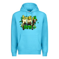 Ocean Blue St. Patrick's Day Cow Premium Hoodie - HowdyJamesFarm