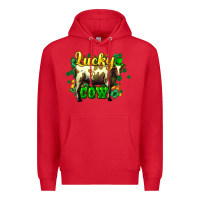 Red St. Patrick's Day Cow Premium Hoodie - HowdyJamesFarm