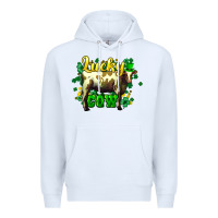 White St. Patrick's Day Cow Premium Hoodie - HowdyJamesFarm