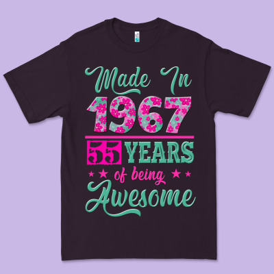Made In 1967, 55 Years Of Being Awesome Premium Tee Designed By Jasminsmagicworld