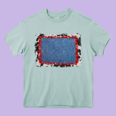 Cowhide Bandana Denim Background Heavy Core Tee Designed By Adodesignshop