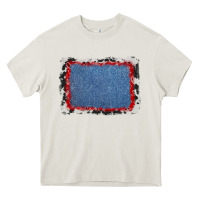 Cream cowhide bandana denim background Heavy Core Tee - AdoDesignShop