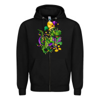 Black mardi gras trex Zipper Hoodie - CowGirlArtShop