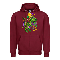 Burgundy mardi gras trex Zipper Hoodie - CowGirlArtShop