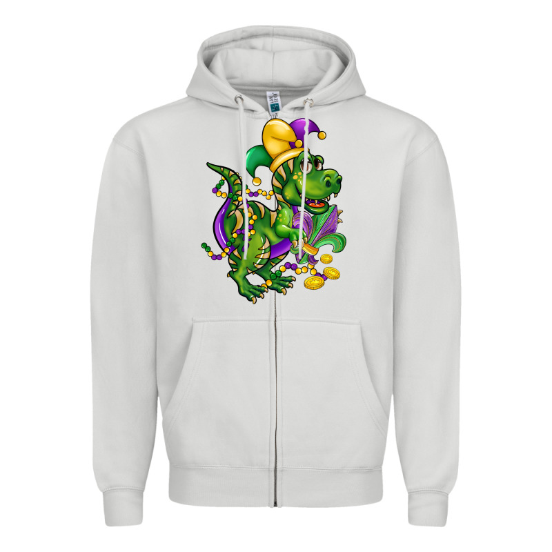 Mardi Gras Trex Zipper Hoodie by CowGirlArtShop | Teevron