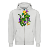 Dove Grey mardi gras trex Zipper Hoodie - CowGirlArtShop