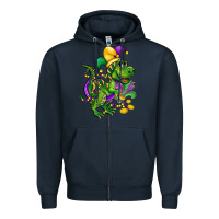 Navy mardi gras trex Zipper Hoodie - CowGirlArtShop