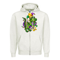 Oatmeal Heather mardi gras trex Zipper Hoodie - CowGirlArtShop