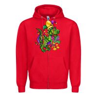 Red mardi gras trex Zipper Hoodie - CowGirlArtShop