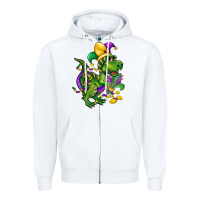 White mardi gras trex Zipper Hoodie - CowGirlArtShop