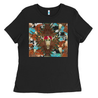 Black western floral bullskull cowhide and leopard Ladies Tee - Artiststas