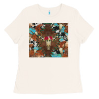 Bone western floral bullskull cowhide and leopard Ladies Tee - Artiststas