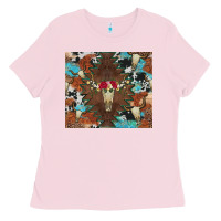 Bubblegum Pink western floral bullskull cowhide and leopard Ladies Tee - Artiststas