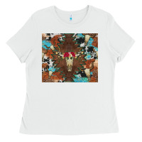 White western floral bullskull cowhide and leopard Ladies Tee - Artiststas