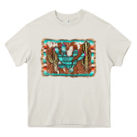 Cream cactus cowhide serape Heavy Core Tee - AdoDesignShop