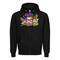 Black mardi gras pig Zipper Hoodie - CowGirlArtShop