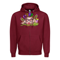 Burgundy mardi gras pig Zipper Hoodie - CowGirlArtShop