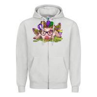 Dove Grey mardi gras pig Zipper Hoodie - CowGirlArtShop