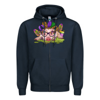 Navy mardi gras pig Zipper Hoodie - CowGirlArtShop