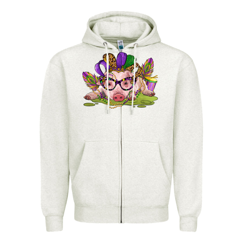 Mardi Gras Pig Zipper Hoodie by CowGirlArtShop | Teevron