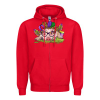 Red mardi gras pig Zipper Hoodie - CowGirlArtShop