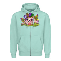 Seafoam mardi gras pig Zipper Hoodie - CowGirlArtShop