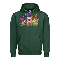 Sports Green mardi gras pig Zipper Hoodie - CowGirlArtShop