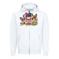 White mardi gras pig Zipper Hoodie - CowGirlArtShop