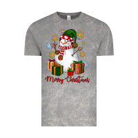 Cloud Rock Snowman Merry Christmas Vintage Tee - NancyCooperArtShop