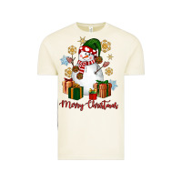 Vintage Arctic Snowman Merry Christmas Vintage Tee - NancyCooperArtShop