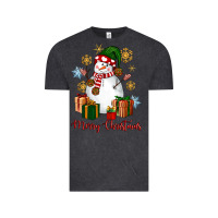 Vintage Black Snowman Merry Christmas Vintage Tee - NancyCooperArtShop