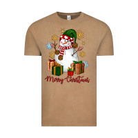 Vintage Coffee Snowman Merry Christmas Vintage Tee - NancyCooperArtShop