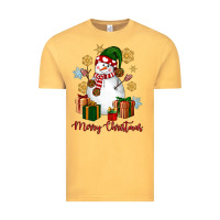 Vintage Mustard Snowman Merry Christmas Vintage Tee - NancyCooperArtShop