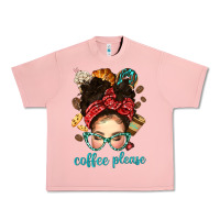 Coffee Please Messy Bun With Coffee Bean Bbs Urban Heavy Tee | Teevron