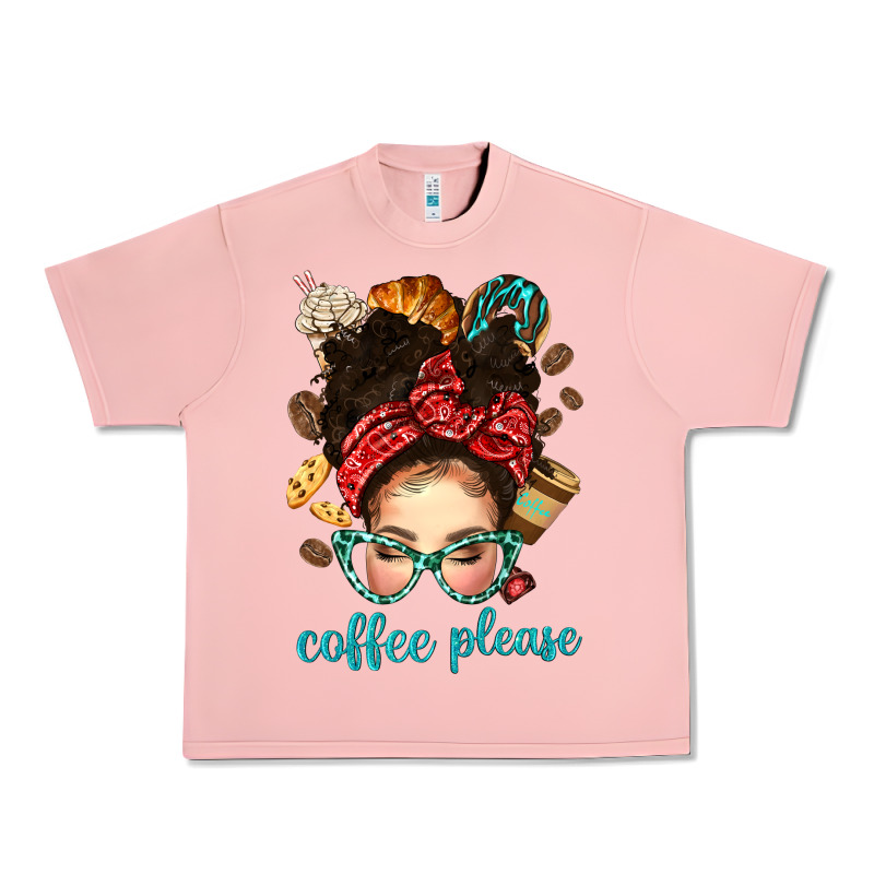Coffee Please Messy Bun With Coffee Bean Bbs Urban Heavy Tee by BundleAndBundleShop | Teevron