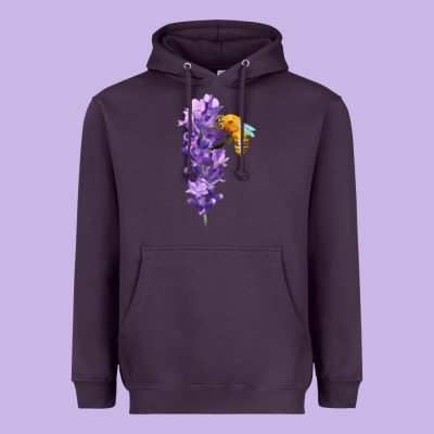 Honey Bee With Lavender Fa Element Heavyweight Hoodie Designed By Fadigitalartstudio