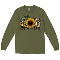 Army Green with god all things are possible sunflower Long Sleeve Tee - Jasminsmagicworld