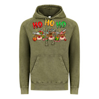 Vintage Olive ho ho ho reindeer Vintage Hoodie - MaliasSmallBusiness