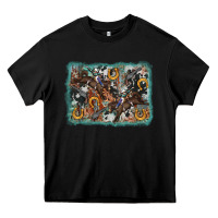 Black bucking bronco rodeo revolver western background Heavy Core Tee - AdoDesignShop