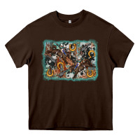 Chocolate Brown bucking bronco rodeo revolver western background Heavy Core Tee - AdoDesignShop