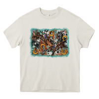 Cream bucking bronco rodeo revolver western background Heavy Core Tee - AdoDesignShop