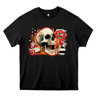 Black firefighter skull Heavy Core Tee - AdoDesignShop