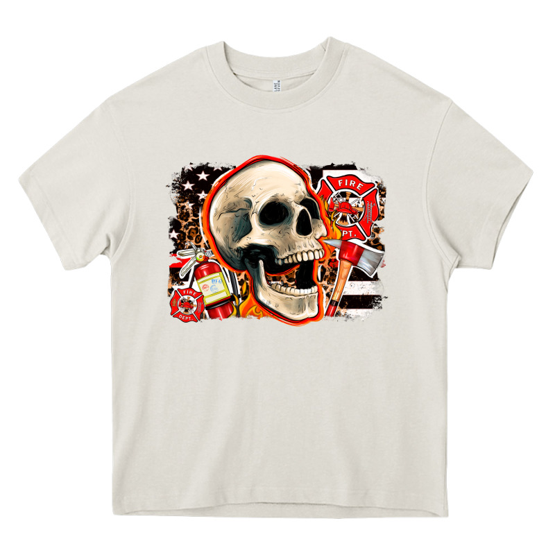 Firefighter Skull Heavy Core Tee by AdoDesignShop | Teevron