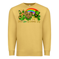 Antique Gold Peace love St. Patrick's Day Premium Sweatshirt - OliviaCreatesArt