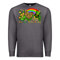 Charcoal Heather Peace love St. Patrick's Day Premium Sweatshirt - OliviaCreatesArt